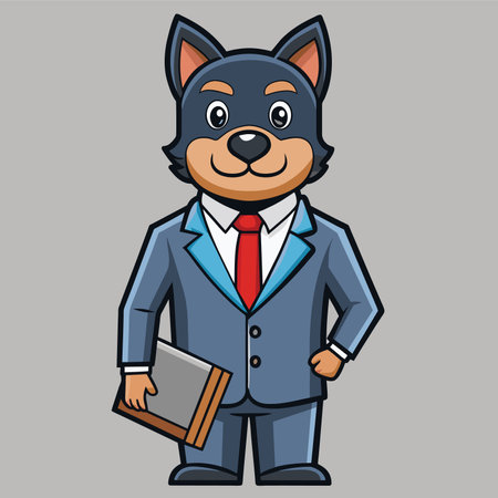 Cute notary dog cute antropomorphic graphic icon style vector EPSのイラスト素材
