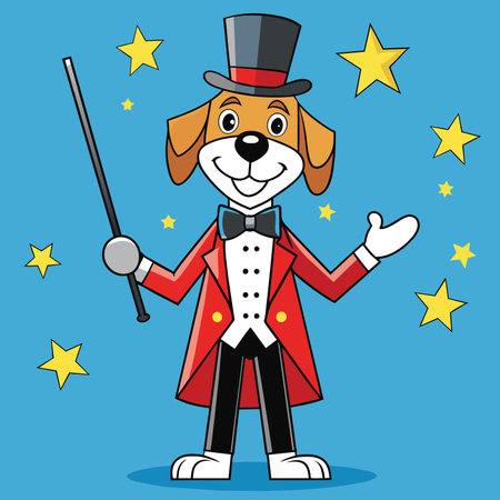 Cute magician dog cute antropomorphic graphic icon style vector EPSのイラスト素材