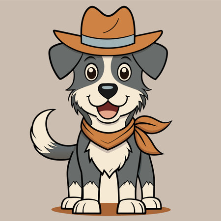 Cute rancher dog cute antropomorphic graphic icon style vector EPSのイラスト素材