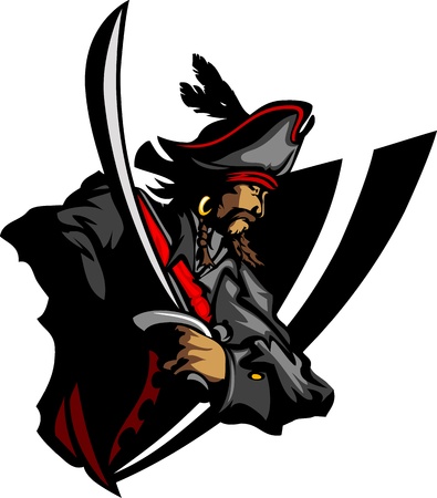 Pirate Mascot with Sword and Hat Graphic Illustrationのイラスト素材