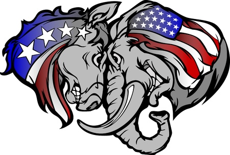 Political Elephant and Donkey Cartoonのeditorial素材