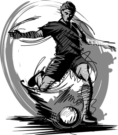 Soccer Player Kicking Ball Vector Illustrationのイラスト素材