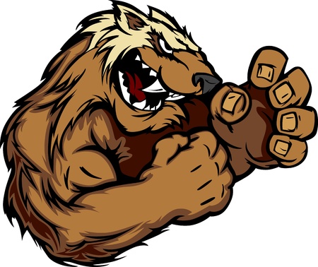 Wolverine Badger Fighting Mascot Body Vector Illustrationのイラスト素材