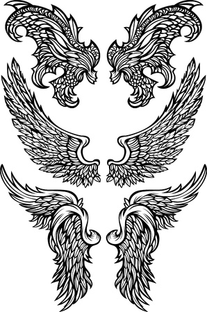 Angel & Demon Wings Ornate Vector Imagesのイラスト素材