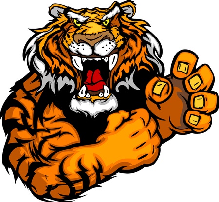 Tiger Fighting Mascot Body Vector Illustrationのイラスト素材