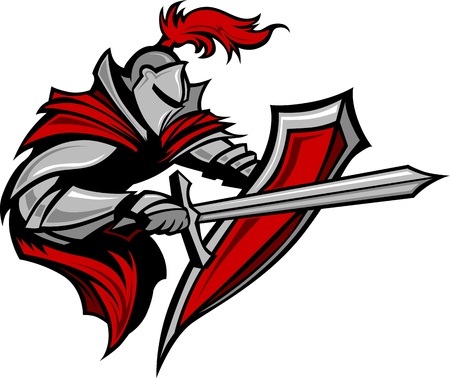 Warrior or Medieval Knight Vector Mascot wearing Armorのイラスト素材