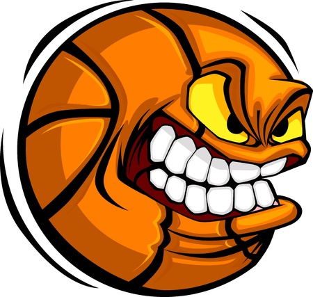 Cartoon Basketball with Mean Faceのイラスト素材