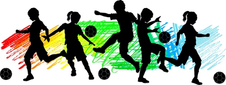 Soccer Players Silhouettes of Children - Boys and Girls Soccer Players Silhouettes of Children - Boys and Girls