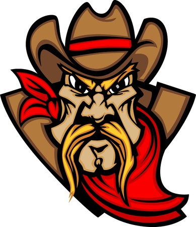 Graphic Mascot Image of a Cowboy Shooting Pistolsのイラスト素材