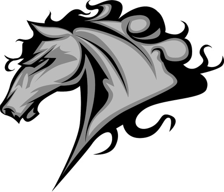 Graphic Mascot Vector Image of a Mustang Bronco Horse のイラスト素材