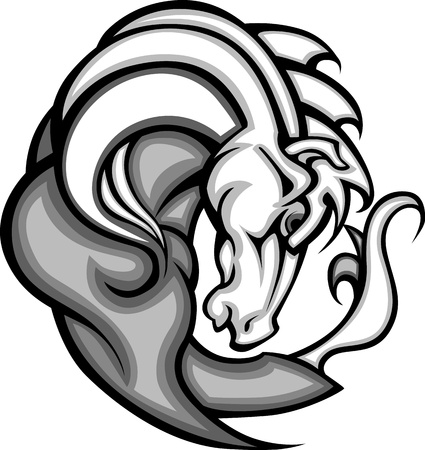 Graphic Mascot Vector Image of a Mustang Bronco Horse のイラスト素材