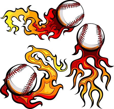 Graphic baseballs sport vector image with flamesのイラスト素材