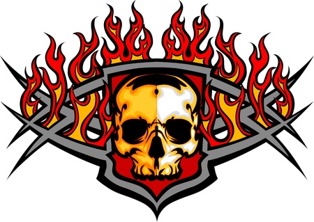 Graphic skull vector image template with flamesのイラスト素材