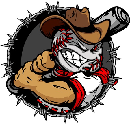 Baseball Face Cartoon Cowboy Illustrationのイラスト素材