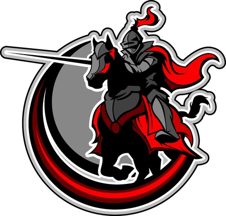 Knight with armor riding a horse and Joustingのイラスト素材