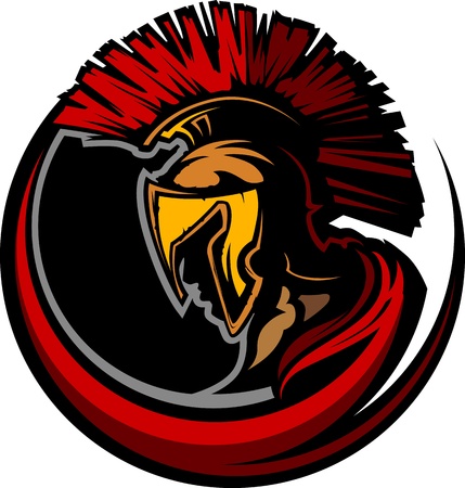 Graphic Trojan or Spartan Mascot with Headdressのイラスト素材