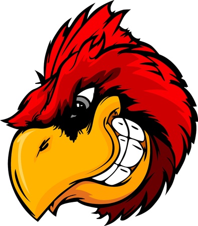 Cartoon Vector Mascot Image of a Cardinal or Red Bird Headのイラスト素材
