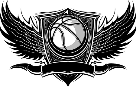 Basketball Ball with Ornate Wing Bordersのイラスト素材