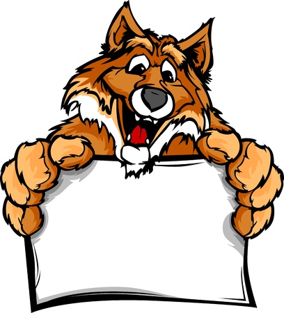 Fox Head Smiling Mascot  Holding Sign Illustration のイラスト素材