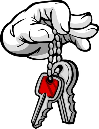 Cartoon Hand with Car or House Keysのイラスト素材