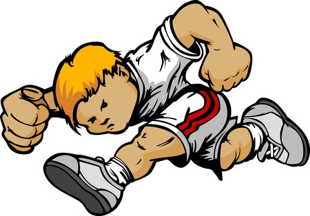 Running Youth Athlete Kids Cartoon - Boyのイラスト素材