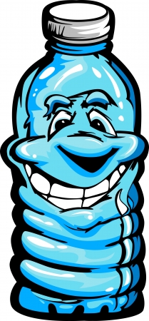 Cartoon Image of a Happy Smiling Plastic Water Bottle のイラスト素材