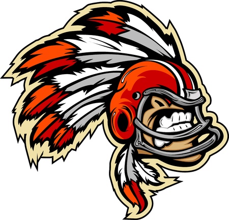 Graphic lmage of an Indian Chief Football Mascot with Feathers on Football Helmetのイラスト素材