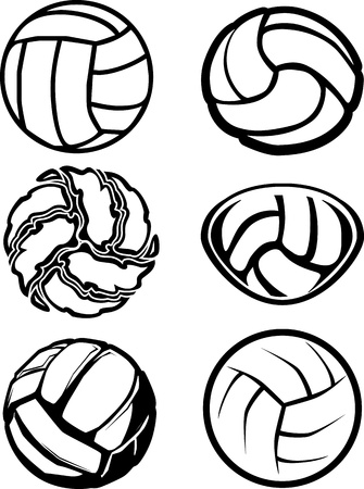 Group of Six Volleyball Ball Illustrationsのイラスト素材