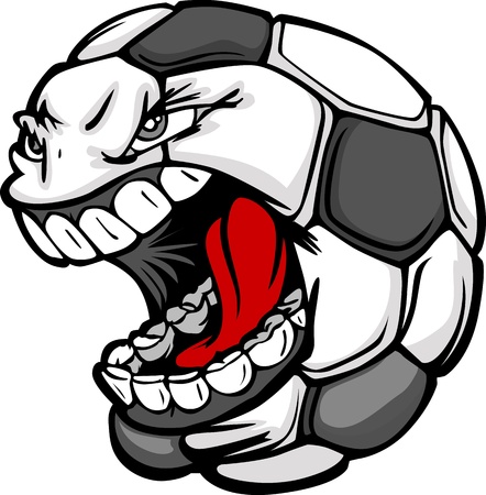 Vector Cartoon Soccer Ball with Screaming Faceのイラスト素材
