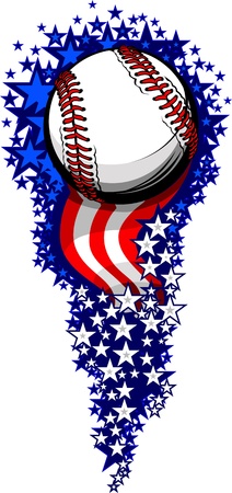 Stars and Stripes Fireworks Patriotic Baseball Vector Illustrationのイラスト素材