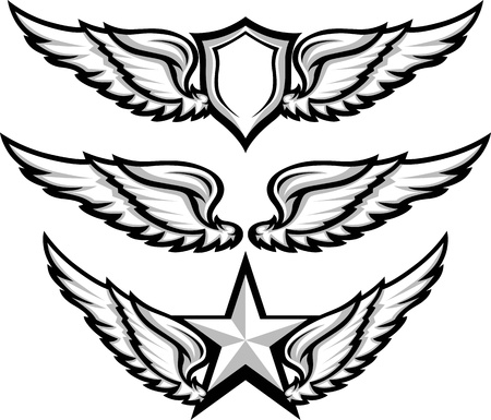 Shield and Wings Emblems  Illustrationのイラスト素材