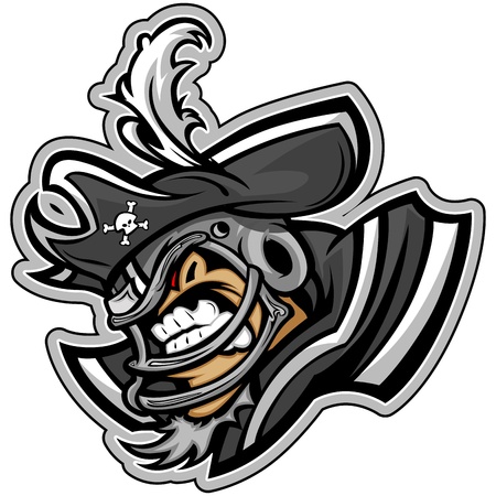 Graphic Sports lllustration of a Snarling American Football Raider Pirate with Hat on Football Helmetのイラスト素材