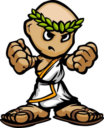 Greek or Roman with Determined Face and Toga Cartoon のイラスト素材