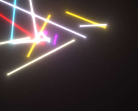 Light Beams or Neon Tube Lights Arranged in an Abstract Composition with Copy Space against Dark...