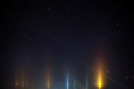 real night sky with stars and glow lightsの写真素材