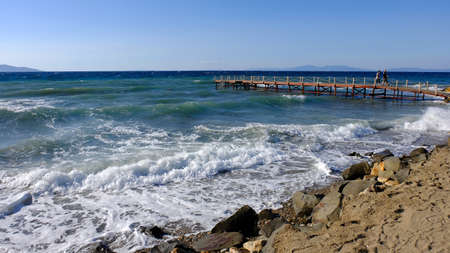 Wooden pier over the sea. Turkey.