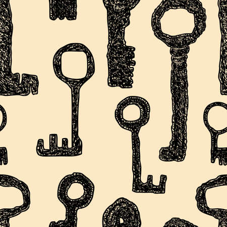 Pattern of the set of the medieval keysのイラスト素材