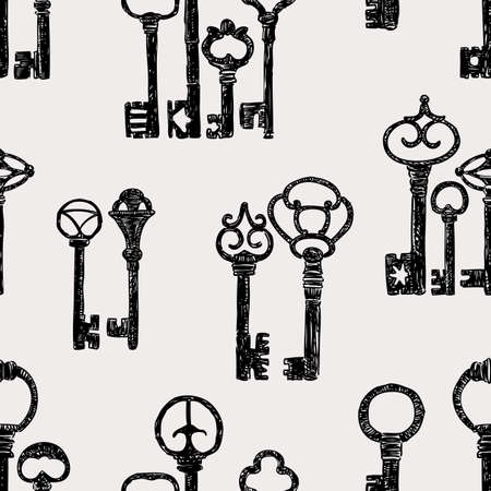 Vector pattern of the sketches of the old keys.のイラスト素材
