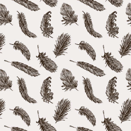 Vector pattern of the sketches of the birds feathers.のイラスト素材