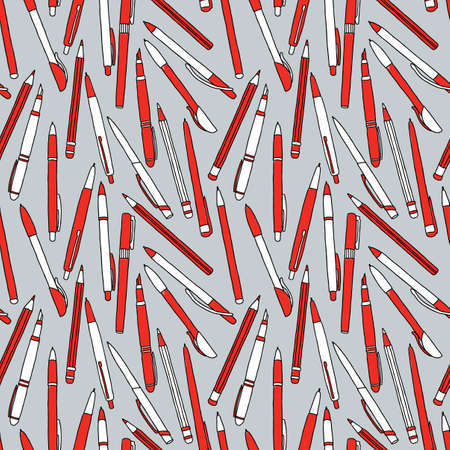 Vector pattern of the different pens and pencils.のイラスト素材