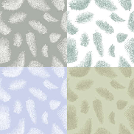 Vector background with a different flying feathers.のイラスト素材