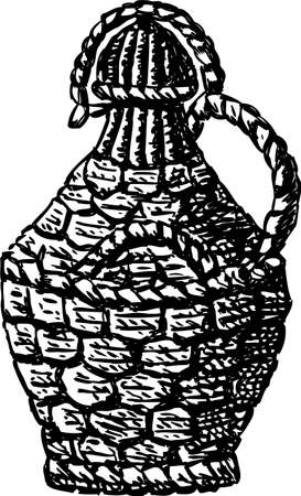 A vintage bottle of grape wineのイラスト素材