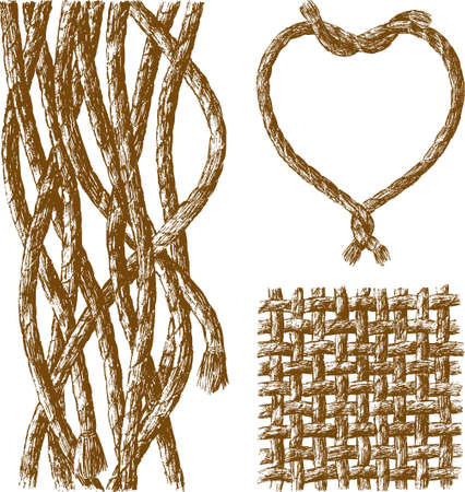 Sketches of the ropes in different shapes vector illustration.のイラスト素材