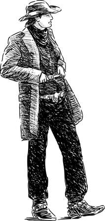 A person in costume of cowboy vector illustration.のイラスト素材