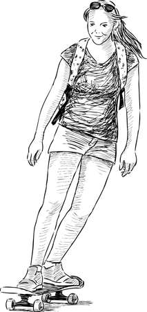 Girl on the skateboardのイラスト素材