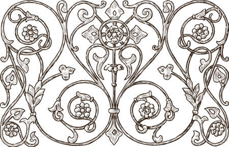 Vector drawing of the vintage decorative fenceのイラスト素材