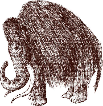 Image of a small cartoon mammothのイラスト素材