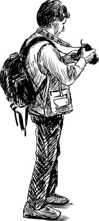 A professional photographer is workingのイラスト素材