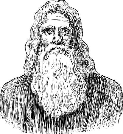 Sketch of a peasant of the 19th century..のイラスト素材