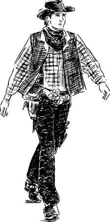 A man in the costume of a cowboyのイラスト素材